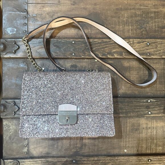 Kate Spade Eden Sunset Lane Pink Glitter Crossbody Bag Purse Push Lock Closure - Picture 1 of 9